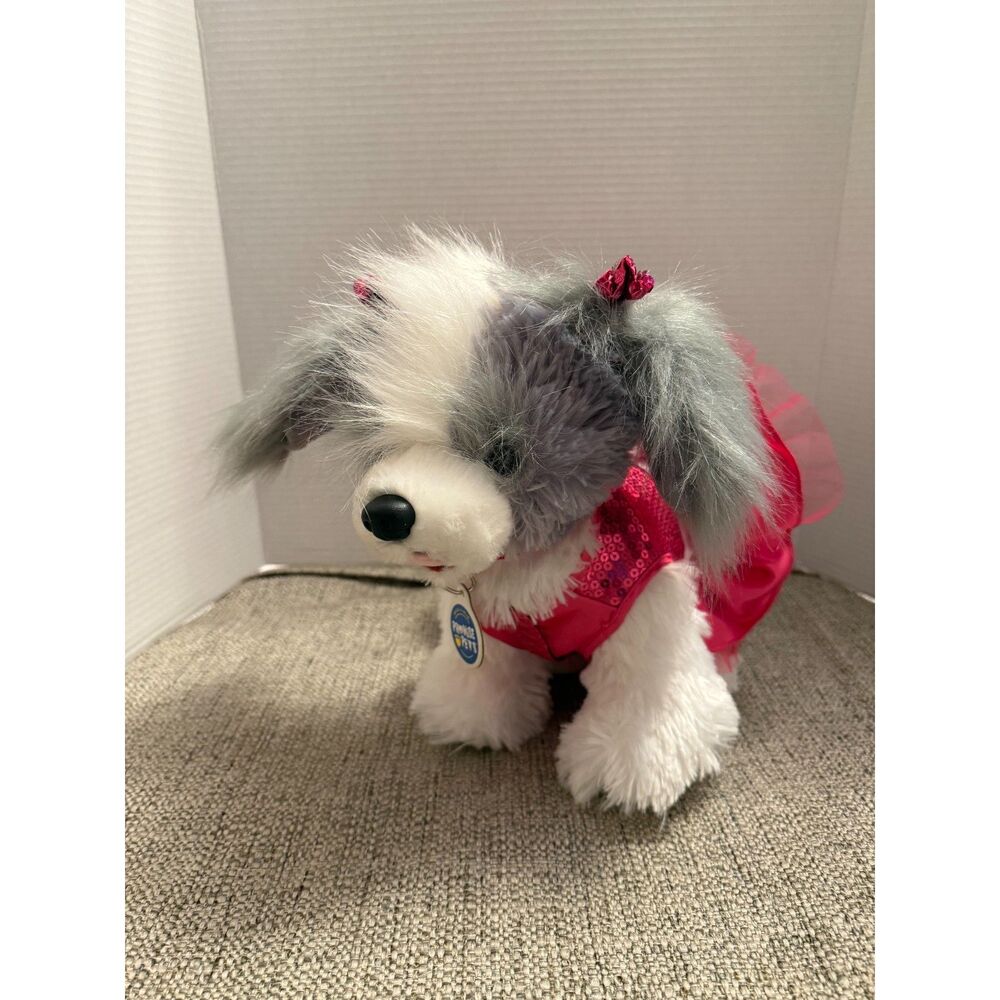 Build a Bear Promise Pets Shih Tzu Puppy Plush Dog Grey White & Fancy Outfit